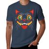 Retro Vintage Halloween Decor Black Cat Face Tshirt Summer Holiday Casual Tee