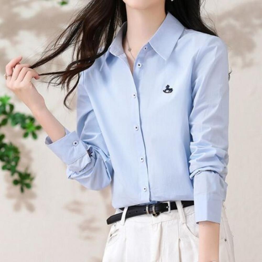 Navava Women S Embroidered Point Daily Long Sleeve Shirt Nb3060