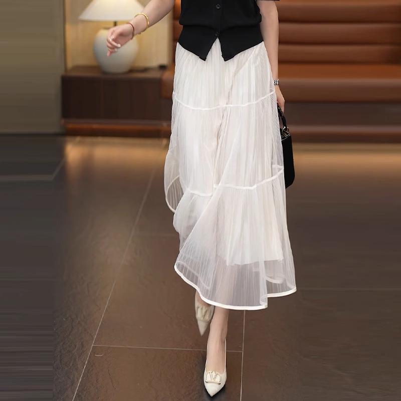 

Women s Mesh A-line Pleated Midi Skirt - Spring/Summer 2025 Fashion Trend L [Recommended for 105-115 lbs] чорний