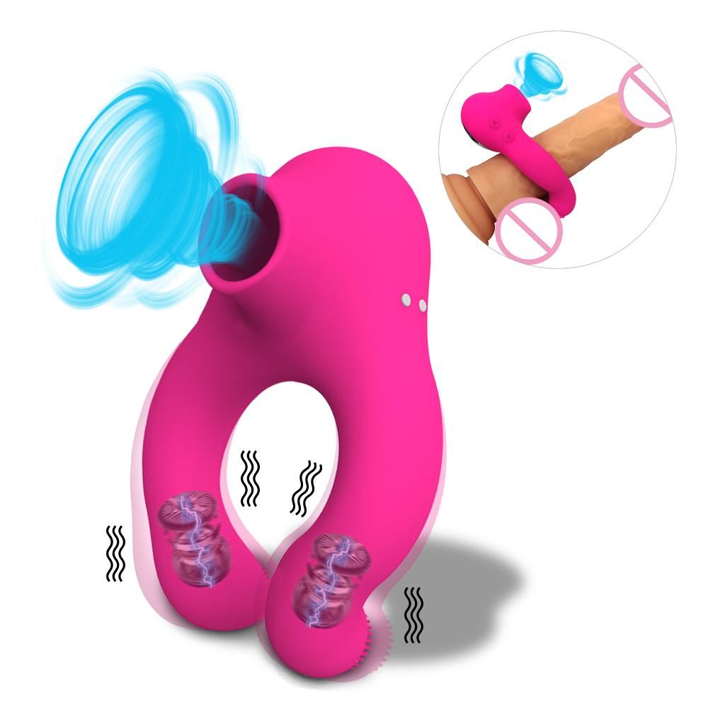10 Frekvens sugende Vibrator Sex Shop Penisring Clit Suger Cock Ring Voksenprodukter Pungmassasjeapparat Sexleketøy for par