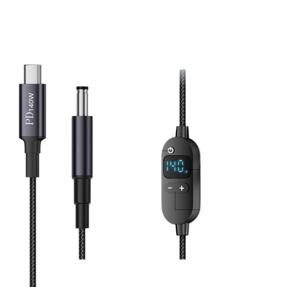 Adjustable Voltage Type-C To DC Charging Cable, 5V-28V, 140W PD Fast Charge with Round Hole DC 5.5