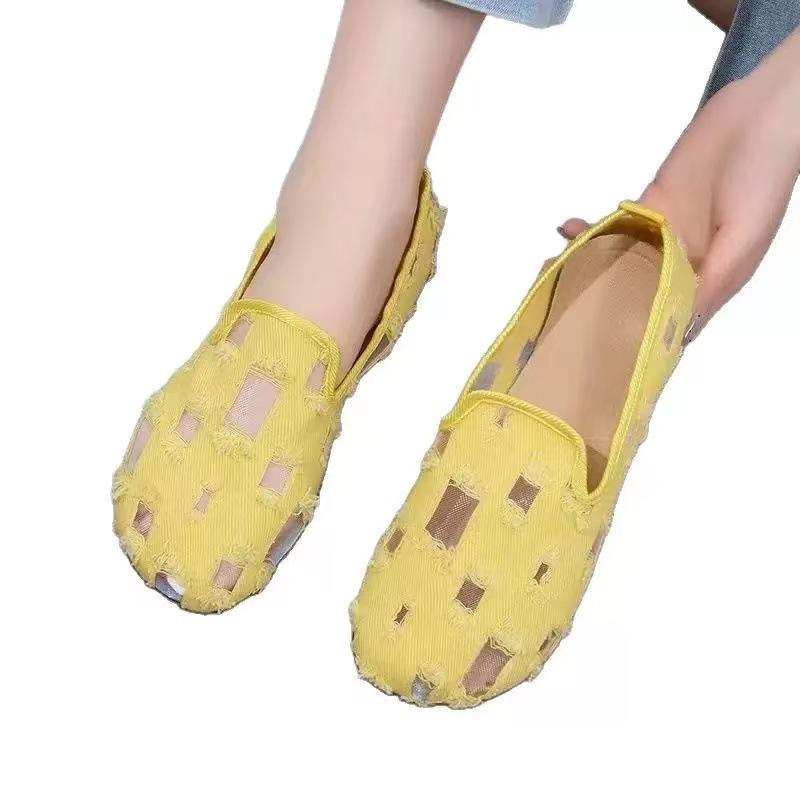 Spring and Summer Breathable Hollow Soft Sole One Pedal Casual Women's Shoes Sports Shoes Shallow Mouth Shoes Women