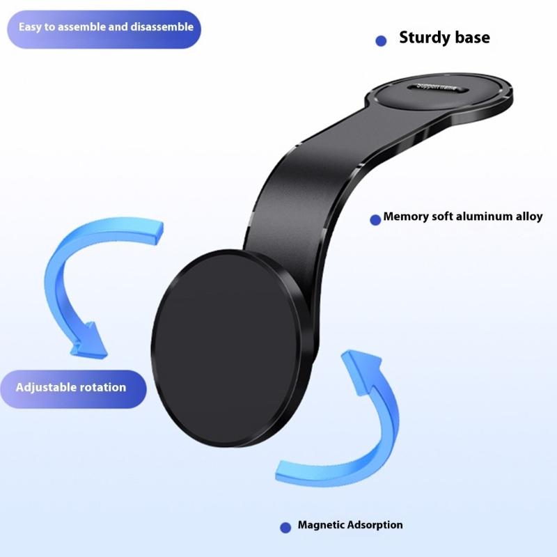 Adjustable Car Phone Holder Rack Stand Strong 1.8KG Suction Magnetic Base Heatproof Adhesive For Multiple Angle Viewing