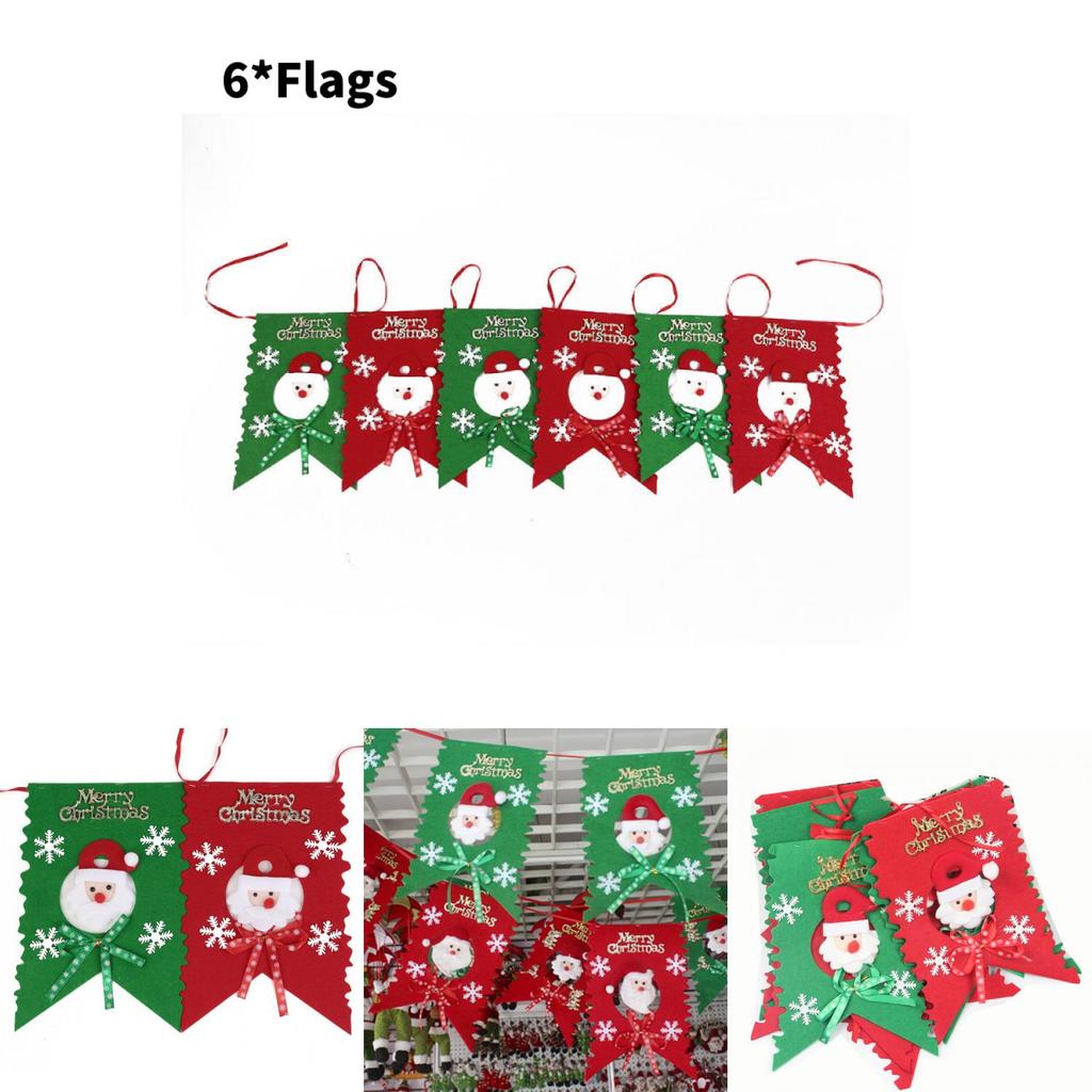 Christmas Celebration Santa Claus Pattern Banner Set With Nonwoven Fabric For Festive Wall Decor