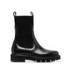 Ferragamo Cleated Sole Leather Chelsea Boots Black