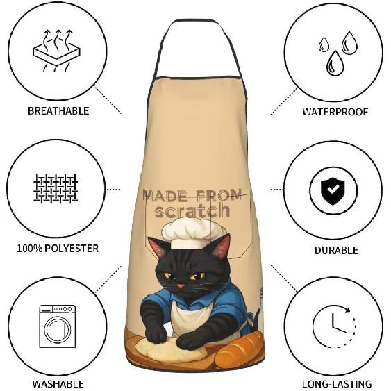 Women Men Aprons Bib Chef Baking Aprons with Pockets for Decor Kitchen BBQ Baking Grilling Cooking