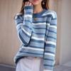 Tooxika Women's Clothing 2024 Autumn And Winter New Contrast Color Striped Pullover Sweater Top Round Neck Contrast Color Sweater For Women