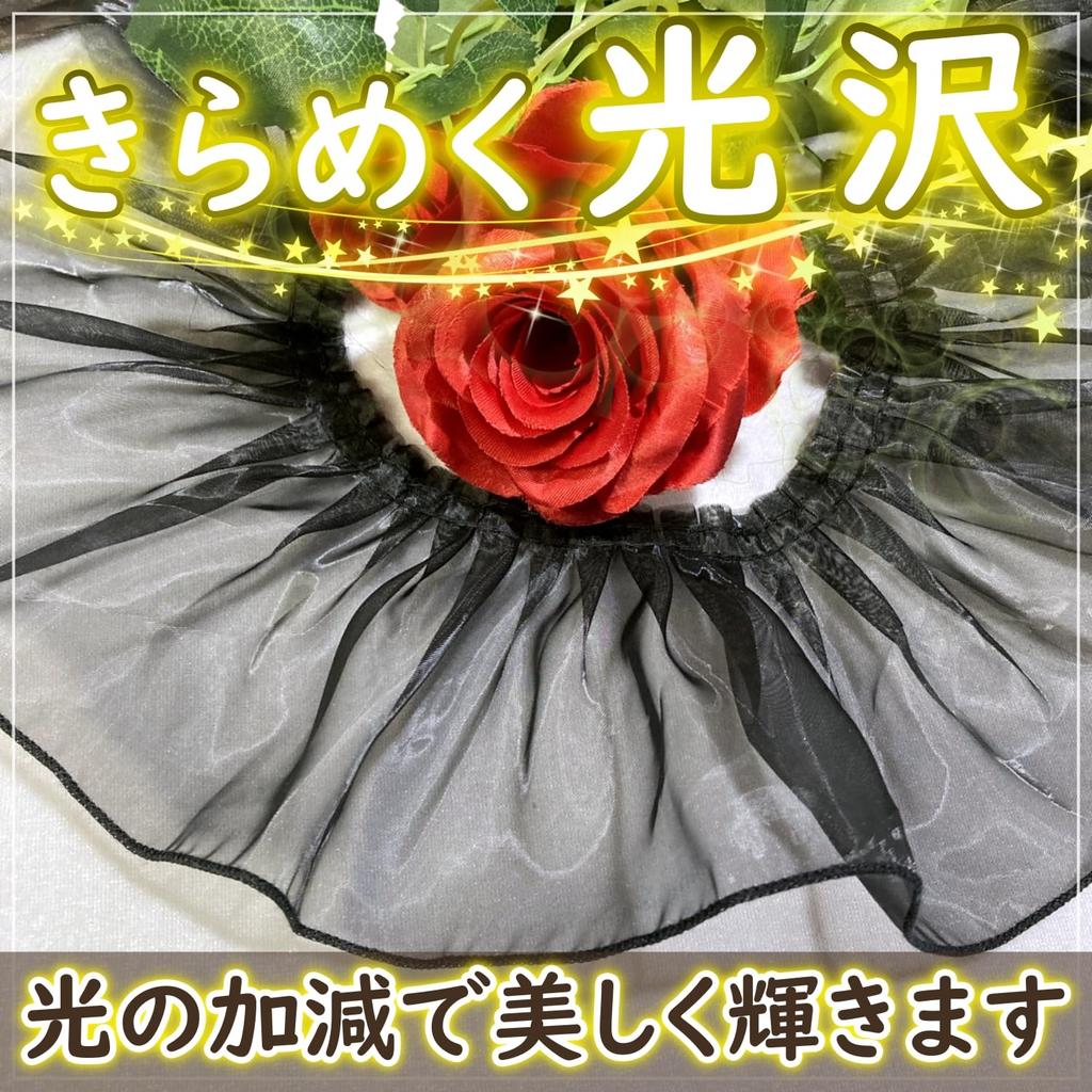 Organza Ruffle Lace Trim 10cm Solid Decorative Border [moonfarm] Fabric, Wide, Shiny, Sheer, Color, (Black, 3m)