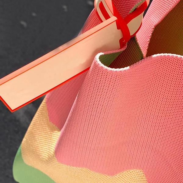 Sommerweste Weste Dreifarbig Kleine Tasche Gestrickt Personalisiert Textur Handtasche Trendige Große Kapazität Tragetasche
