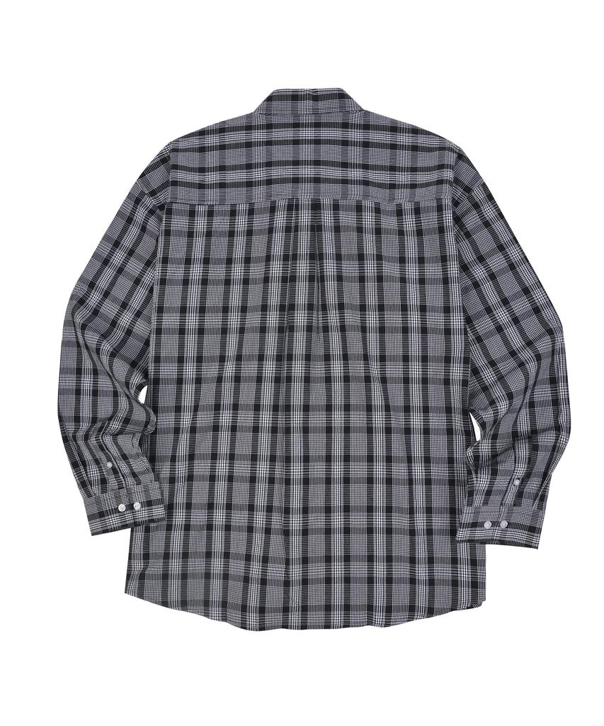 PALAP Unisex Seersucker Oversized Multi-Check Shirt_Pl24S5Sh039_Bkp
