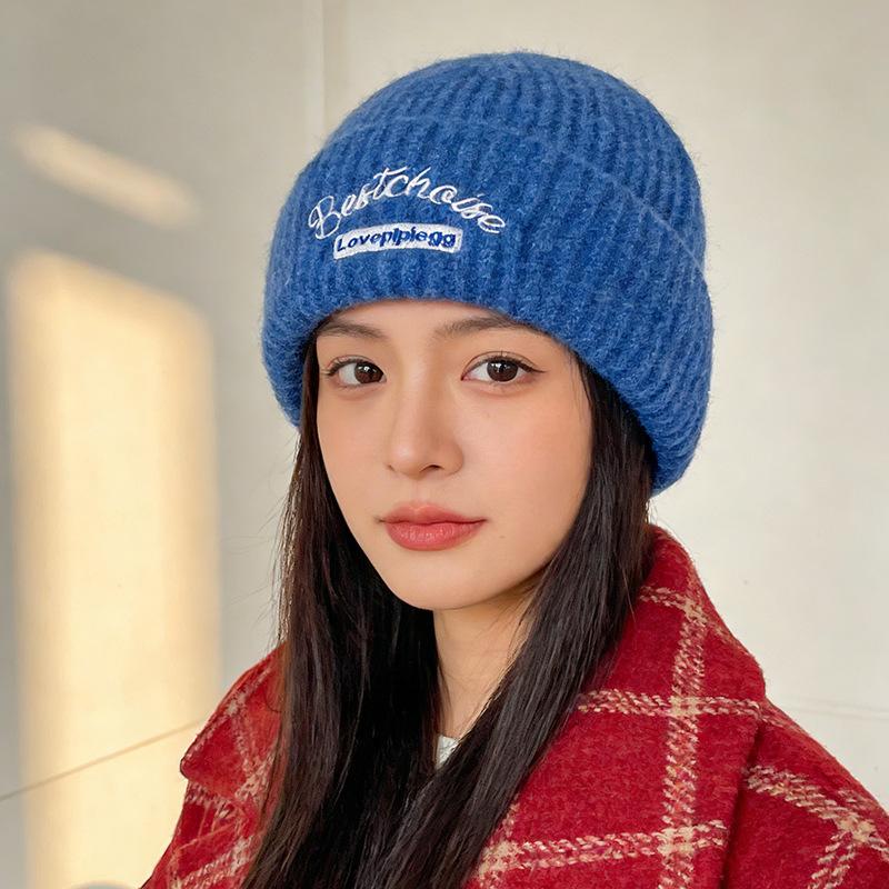 

Autumn and winter wool hat, women s wind, big head, small face, warm ear protection hat, head wrap, cold hat M（56-58cm） сапфировый