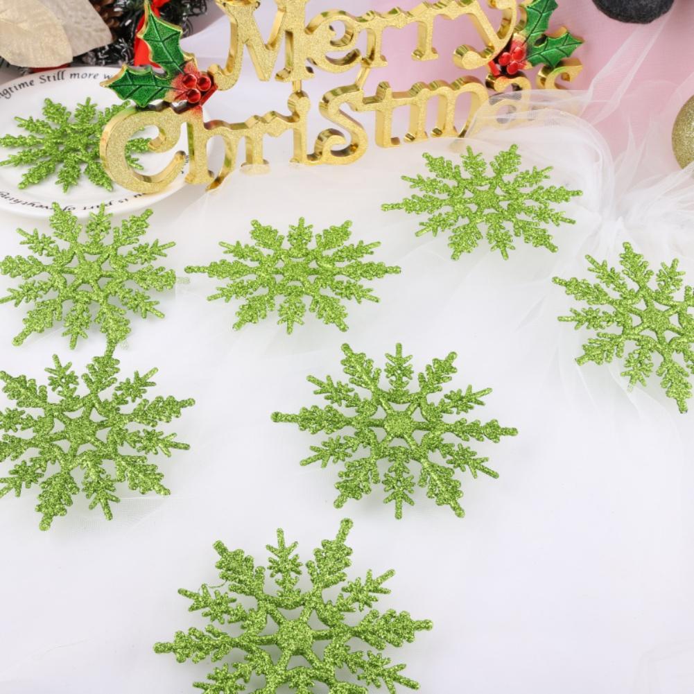 12pcs/set Simulation Snowflakes with Hole Christmas Tree Hanging Ornament Xmas Fake Snowflakes 2025 Navidad New Year Party Decor