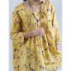 Plus Size Women Fashion Floral Printed 3/4 Sleeve Shirt Loose Retro Color Shirt Ladies Blouse Tops