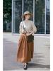 Women's Retro Cotton-Linen Elastic Waist Pleated Skirt - Summer 2023
