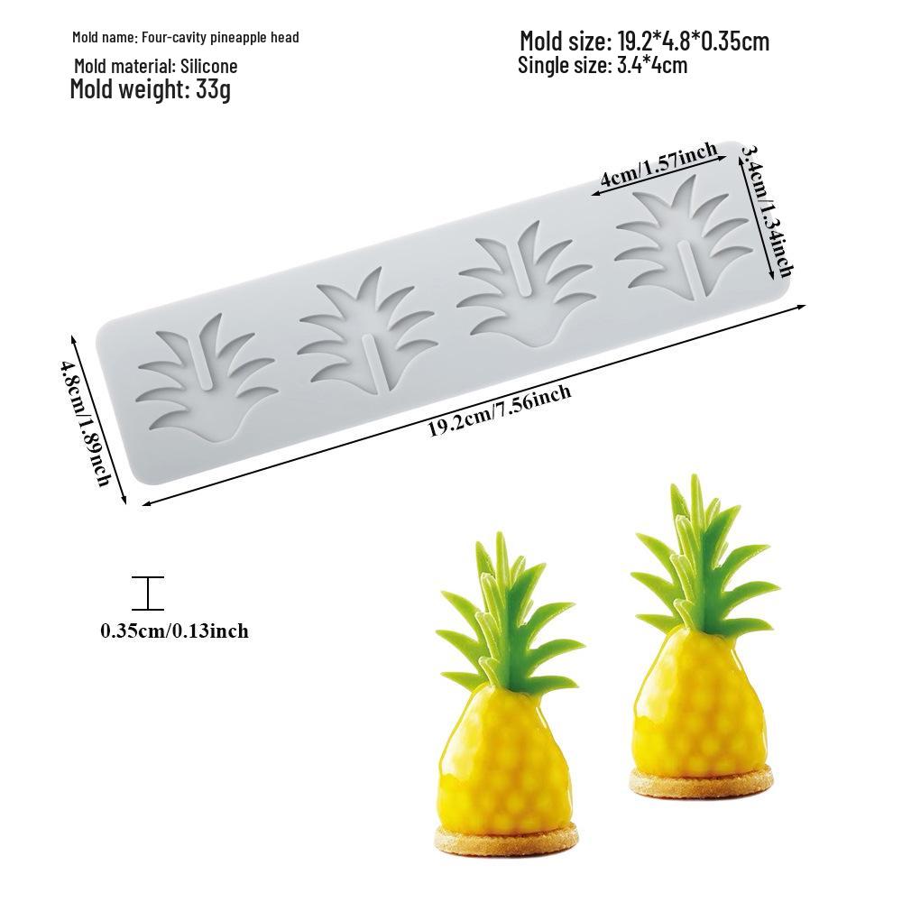 3D Fruchtmousse Silikon Kuchenformen: Birne, Apfel, Ananas, Pfirsich, Durian, Himbeere.