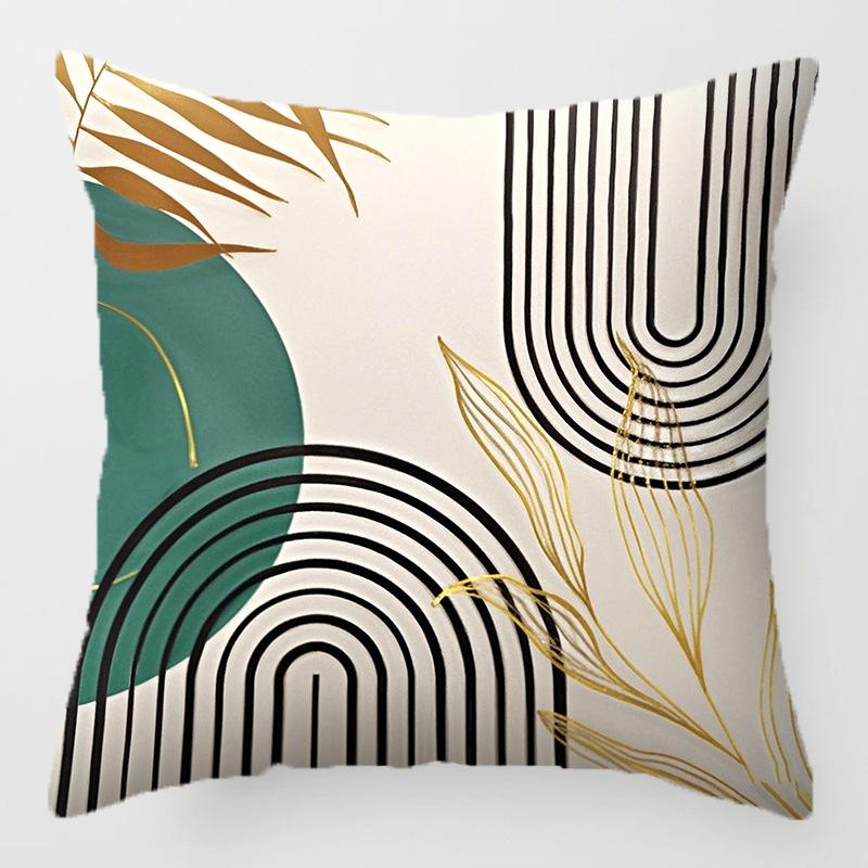 Home Decor Geometric & Leaf Pattern Decorative Pillow Covers Pattern Cushion Cover Suitable for Sofa Bedroom Car Pillow Cover