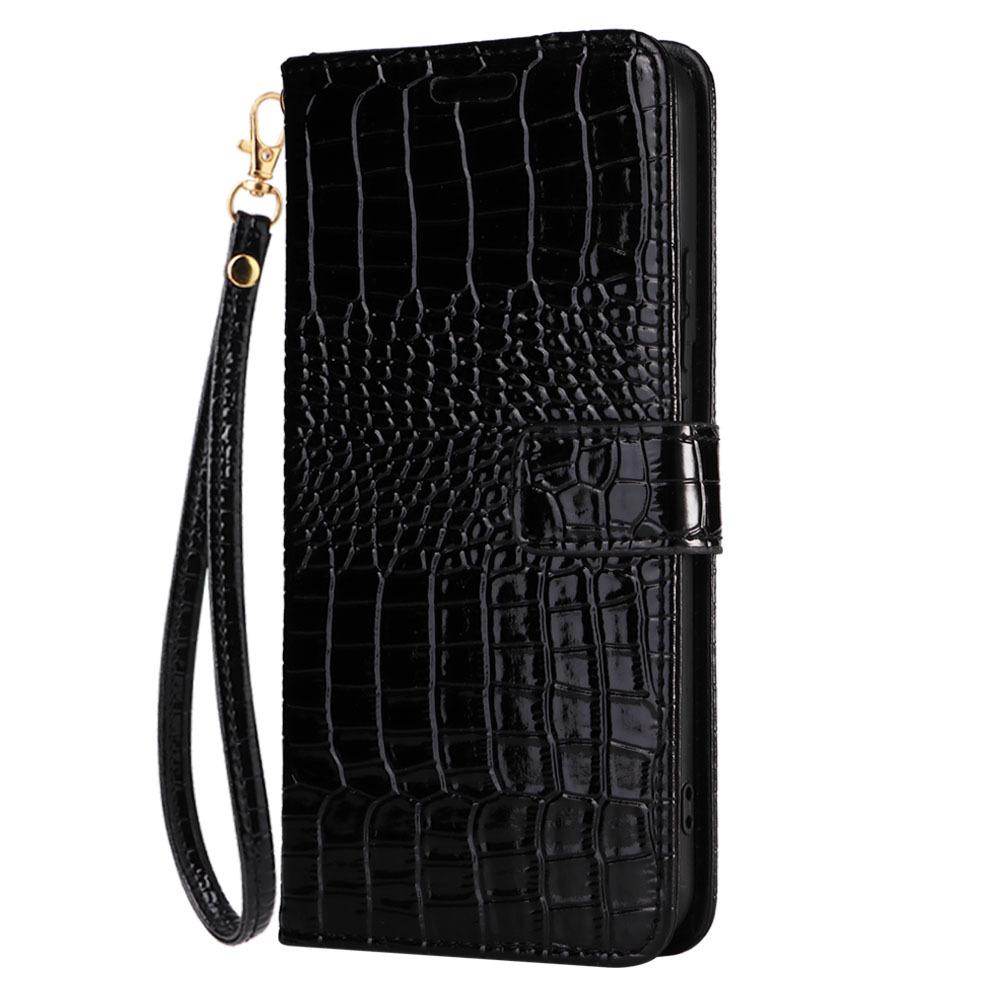 

Подходит для чехла для телефона S24, кожаный чехол для телефона A12, S20+FE, новый защитный чехол для телефона с вставкой под крокодиловую кожу S21 ULTRA чёрный