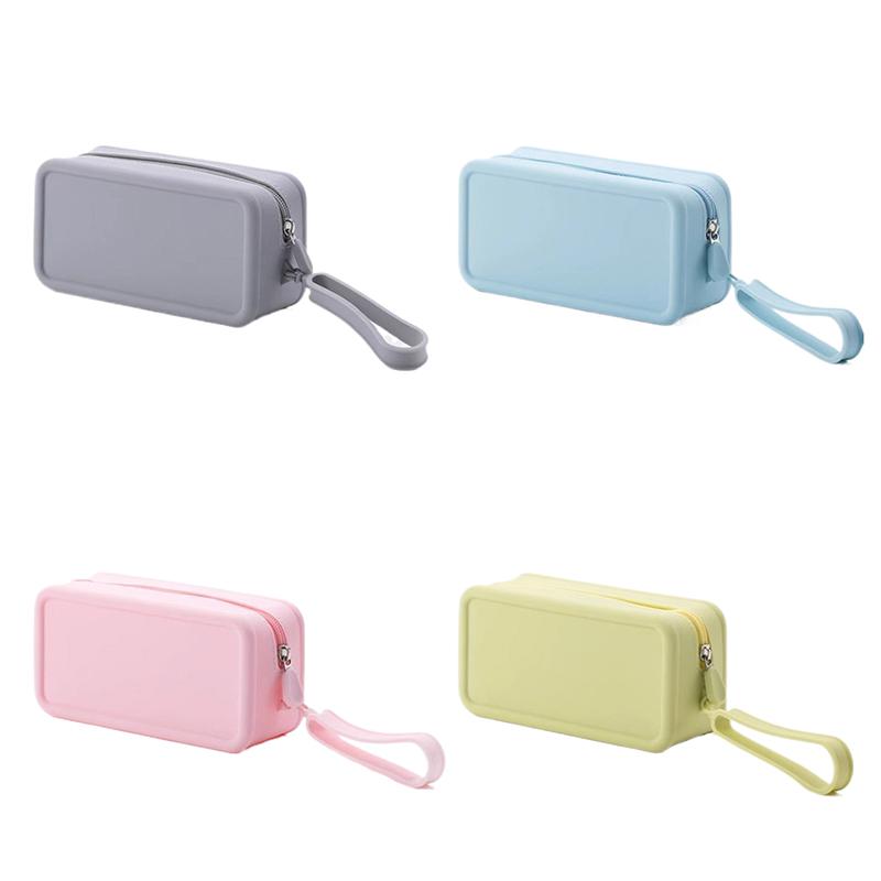 Portable Silicone Coin Purse Waterproof Zipper Travel Pouch Large Capacity Solid Color Earphone Bag Students