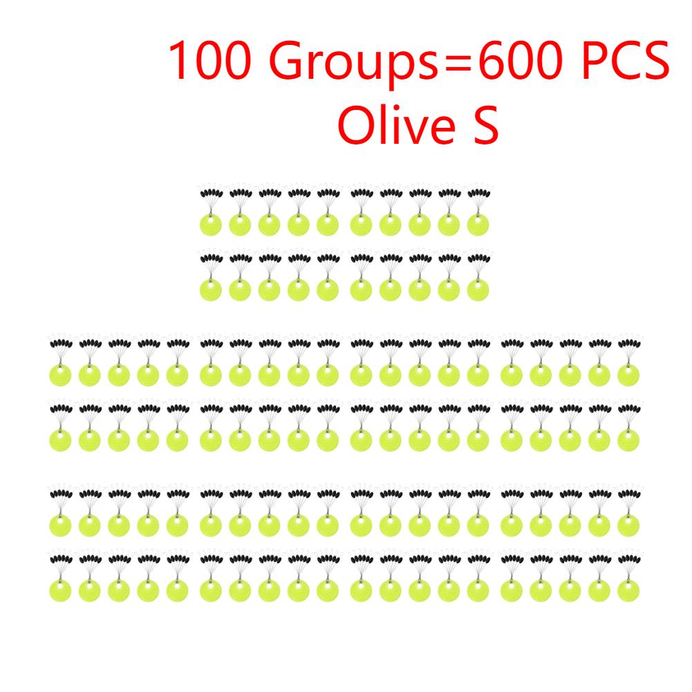 100Groups/600PCS Rubber Space Beans S-L Carp Fly Fish Rubber Oval Stopper Float Fishing Carp Stopper Bobber Olive Fishing Tools M