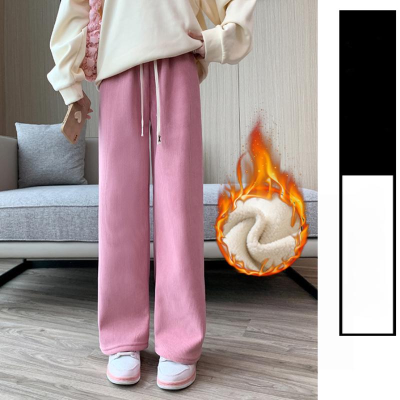 Pantalon large chaud automne et hiver pantalon décontracté ample de couleur unie