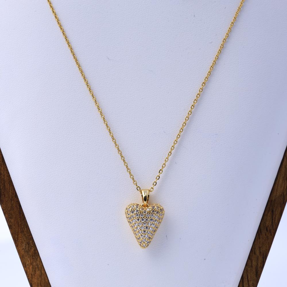 High Version Light Luxury Micro Inlay Love Pendant Titanium Steel Necklace Women's Fashion Versatile Net Red Full of Diamonds Fe