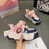 Thick-soled small muffin bottom spring new breathable casual shoes color matching niche board shoes