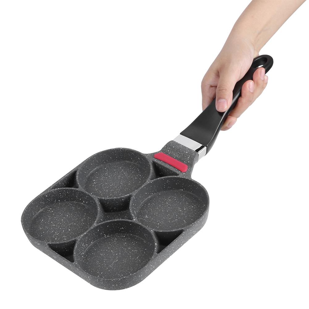 Kitchen Breakfast Pancake Cooking Pan Aluminum Frying Pan Mold for Egg Hamburger with Handle(Open
