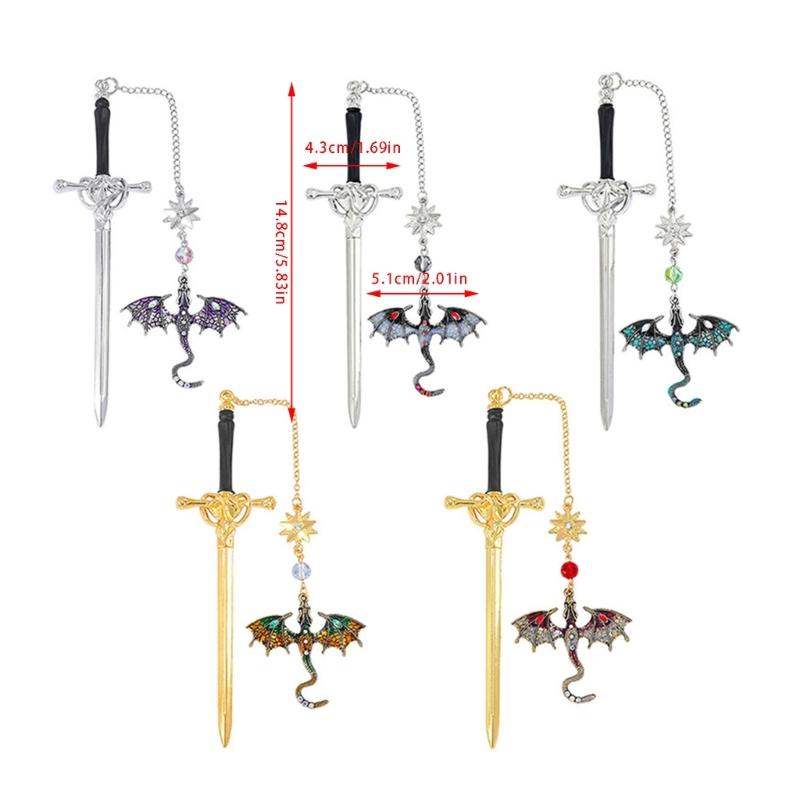 2 Pcs Dragon Swords Bookmarks Metal Page Markers Fantasy Bookmarks Stylish Reading Bookmarks Creative Bookmarks for Boy