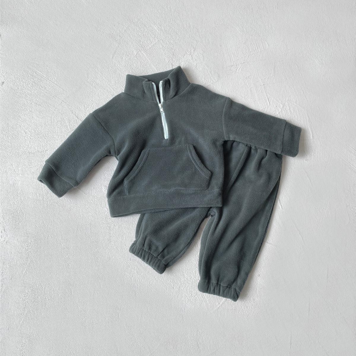 

Детский двухсторонний флисовый комплект: Спортивная одежда со стойкой для мальчиков и девочек, модный костюм-двойка 90cm