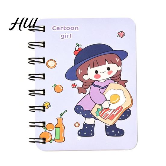 Portable Notebook Mini Cartoon Spiral Notebook, 80 Pages Pocket Small Smooth Page Turning Journal for Study Notes Cute Diary