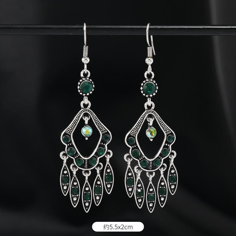 Original Design Earrings Retro Court Fringed Temperament Earrings Women's Long Crystal Ear Jewelry