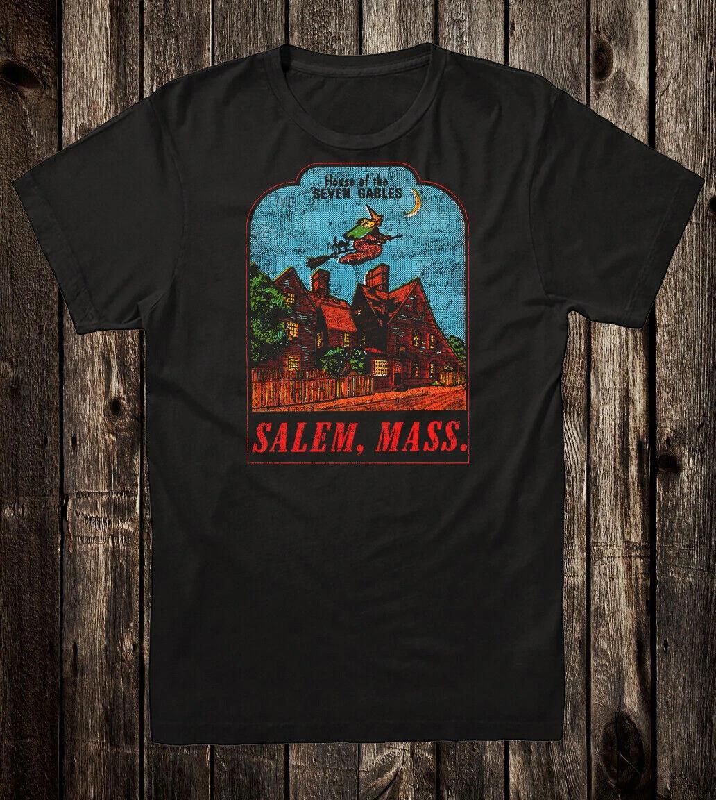 Retro Travel Tee T Shirt Souvenir Massachusetts State Salem MA House 7 Gables 2XL