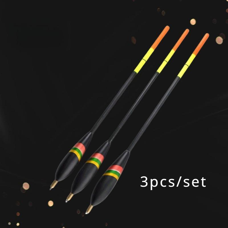 3Pcs/Lot Balsa Wood Fishing Floats with Copper Weight, High Visibility Thick Tip Bobbers for Rock Fishing, Freshwater & Saltwater