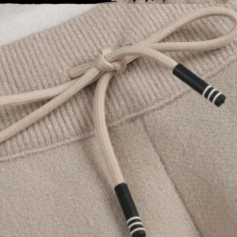 Sunshine House Fall and Winter Women's Clothing Loose Thick Wool Cropped Harem Pants Winter Baggy Pants Skinny Pants Knitted Trousers