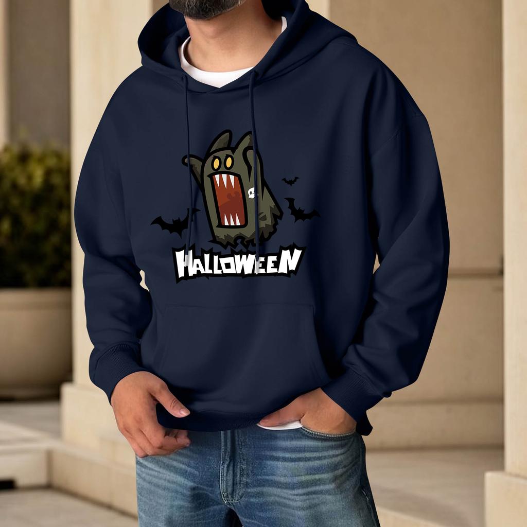 Men's Halloween Print Hoodie with Pockets Long Sleeve Casual Pullover