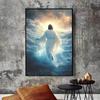 Jesus Walking On Water Canvas Wall Art Modern Vintage Minimalist Design, Print, Serene Religious Art for Living Room, Artwork Scripture Wall Decor