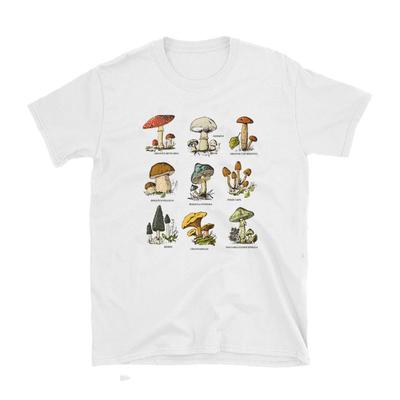 Vintage Fashion Mushroom Print Oversized T Shirt Egirl Grunge Aesthetic Streetwear Graphic Tees Women Tshirt Cute Tops