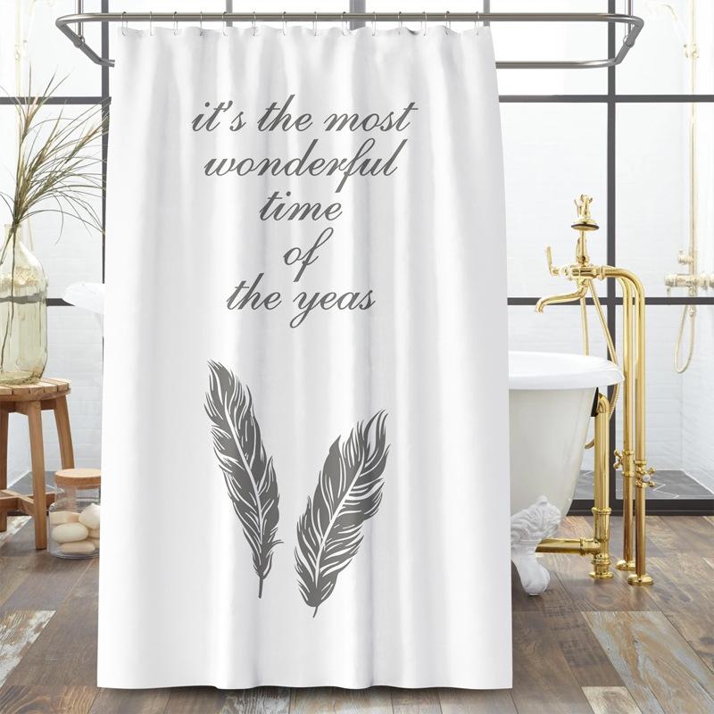 Bathroom Thickened Waterproof Curtain Mildew Proof Shower Curtain Shower Partition Curtain Shower Curtain Bathroom Curtain Free Perforation