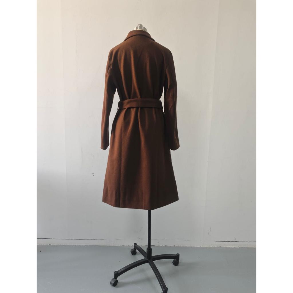 Gabardina Larga de Lana para Mujer Doble Botonadura Cinturón Ajustada Ropa de Abrigo Estilo Europeo y Americano