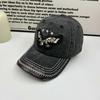Spring and summer hat men's retro old washed denim baseball cap women's street versatile embroidered eagle sunshade cap
