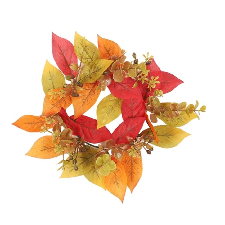 Thanksgiving Maple Leaf Garlands Decorative Candle Rings Dining Room Decoration Autumn Wreath Candlestick Holder