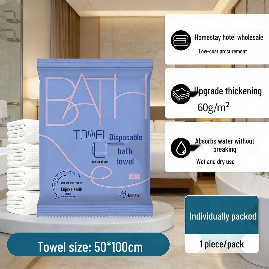 Individually Wrapped Portable Travel Disposable Bath Towels - Compressed, Thickened, Enlarged