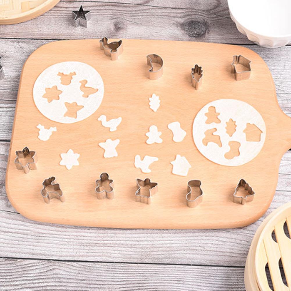 20 Pcs Set Festive Cookie Cutters Stainless Steel Christmas Baking Mold For Kitchen PartyTools Pastry Decorating Shape DIY Kit