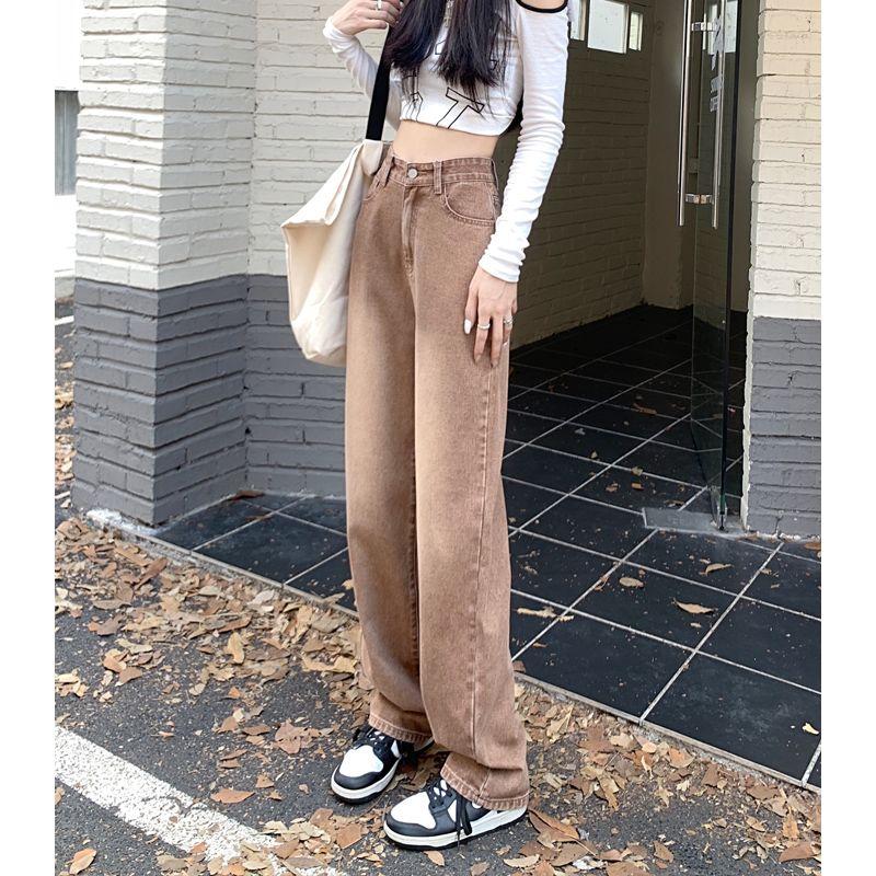 

Джинсы больших размеров для полных женщин в европейском/американском стиле с высокой посадкой, коричневые Earthy yellow XL [Suggested 59.00 kg-64.00 kg]]