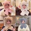Winter Cute Bear Plush Hat Scarf Gloves Set With Windproof Warmth For Women