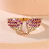 Trendy Crystal Rose Red Zircon Stone Vintage Gold Wedding Bands Engagement Rings For Women Men Minimalist Jewelry