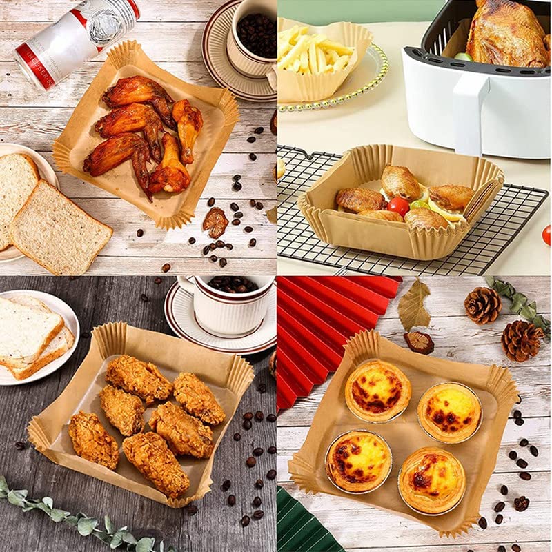 Large Air Fryer Disposable Paper Liner 23cm Non-stick Airfryer Parchment Special Baking Paper for 3-10QT Cooking/Steaming Basket