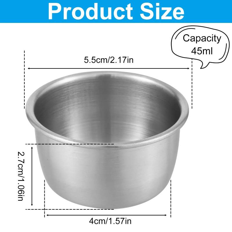 1Pcs Sauce Dipping Bowl Stainless Steel Dipping Cups Sauce Dishes 45/55ml Mini Seasoning Cups for Soy, BBQ, Sushi, Party