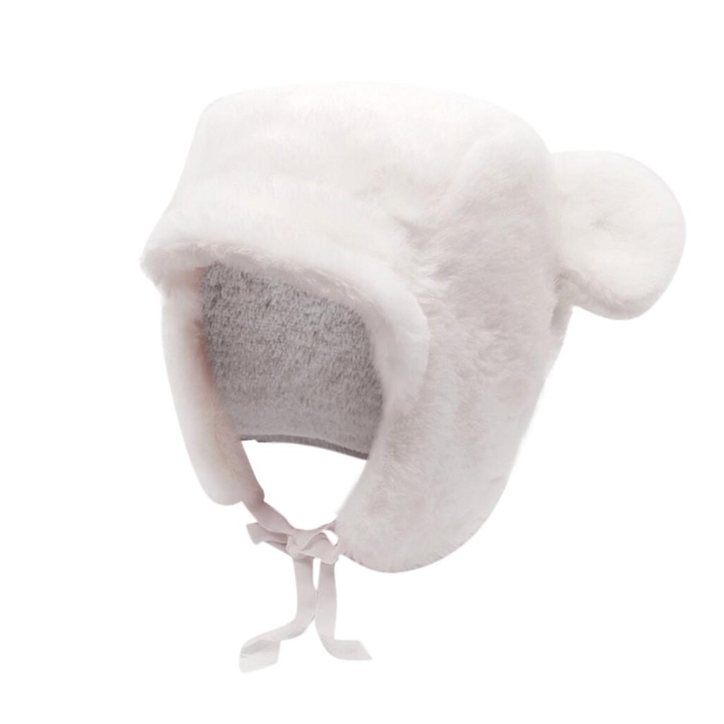 

Зимняя милая теплая шапка для новорожденных мальчиков и девочек, сохраняющая тепло ворсинок белый