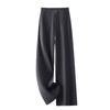 Women's Gray Wide-Leg Draping Pants - Spring/Autumn 2025 Casual, Floor-Length, Loose, Slimming, Straight-Leg Style